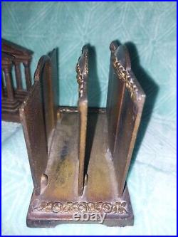 Bradley and Hubbard tower temple book ends and antique letter holder Art Deco