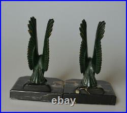 Bronze Buchstützen zwei Adler auf Granitzockel 1920 Jahren Frankreich