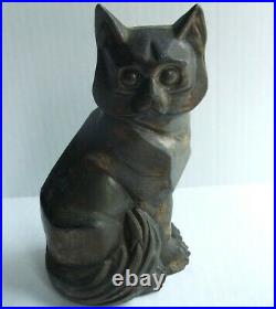 C. M. W. Antique Vtg 1929 Art Deco Style Cubist Cast Metal Cat Form Bookend Statue
