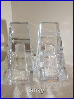Carson Pirie & Co. Vintage Crystal Commerative Pyramid Bookends Signed