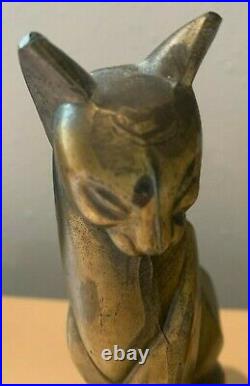 Cat Bookends Metal Art Deco Egyptian Siamese Vtg Bronze Color