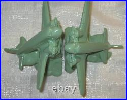 DC-3 Airplane bookends art deco Frankart green a pair metal made in the USA