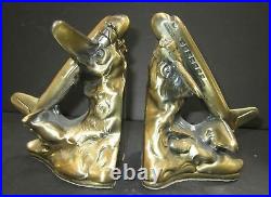 DC-3 airplane bookends art deco brass metal finish very heavy a pair made in USA