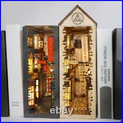DIY Book Nook Castle Building Diagon Harry Potter Wooden Bookcase Light Roof Kit
