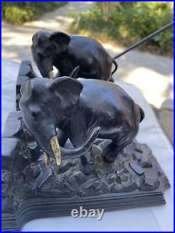 Deco Ronson Art Metal Works Set of 2 Bronze Elephant Bookends