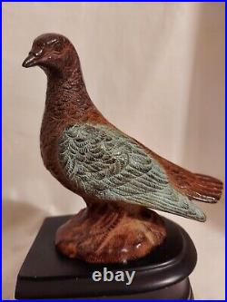 Doves Pigeons Birds Bookends Art Deco Bronzed Patina Painted Polychrome Vintage