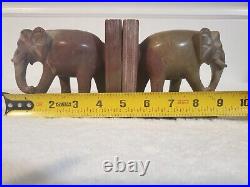 ELEPHANT MARBLE BOOKENDS SET India VTG Hand Carved Sculptured ArtDeco 1950s RARE