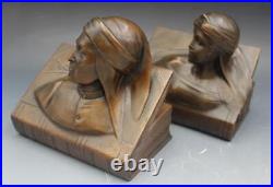 Early 20C Pair Jenning Bros. Clad Bronze Figural Bookends Dante & Beatrice