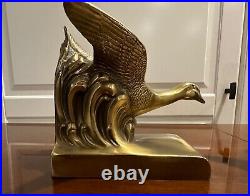 Early 20th Century Jennings Brothers Brass Flying Geese Bookends vintage 1930s