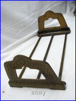 Early Cast Iron Expanding Book Rack Holder Bookrack Ornate Art Deco Bookends End