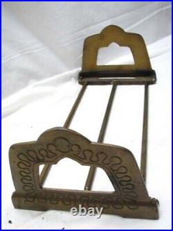 Early Cast Iron Expanding Book Rack Holder Bookrack Ornate Art Deco Bookends End