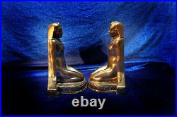 Egyptian Deco Nude Bookends Kronheim & Oldenbusch K&o Bronzed Spelter Lotus