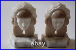 Extremely Rare Art Deco marble and alabaster bookends from prominent estate