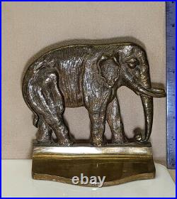 Fine Pair 40-50s American Deco Cast Bronze Elephant Bookends 5.4 x 6.2 6.7 lbs