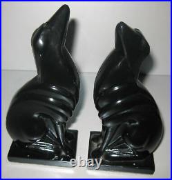 Frankart Russian Wolfhound Borzoi dog art deco black bookends a pair metal USA