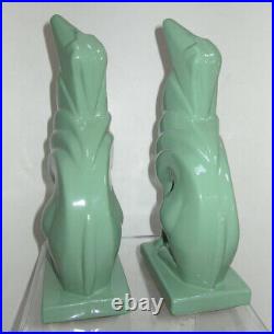 Frankart Russian Wolfhound Borzoi dog art deco green bookends pair all metal USA
