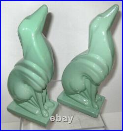 Frankart Russian Wolfhound Borzoi dog art deco green bookends pair all metal USA