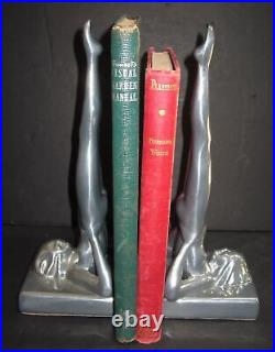 Frankart standing nymph bookends art deco polished aluminum 9 tall a pair USA