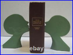 Frankart style art deco nymph head bookends green all metal a pair made in USA