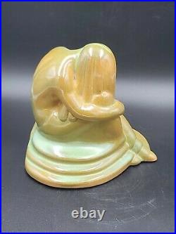 Frankoma Pottery 427 Dreamer Girl Bookends Weeping Lady Prairie Green NR