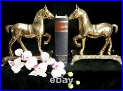 French Antique ART DECO Pair Horses Bookends Bronze Brass Vintage Statue Figural