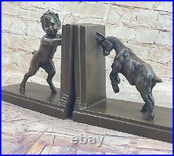 French Art DECO Sculpture Bookends Satyr and Goat by Miguel Lopez Known as Milo