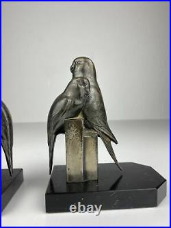 French Art Deco Figuren Buchstützen Bookends Papagei Vogel Frankreich selten