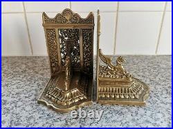 French Brass Art Deco Bookends Winged Lions Gothic 1920s Vintage Antique Heavy