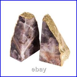 GAURI KOHLI Bookends 6x2 Handcrafted Amethyst with Gold Gilded Edges (Set Of 2)