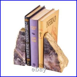 GAURI KOHLI Bookends 6x2 Handcrafted Amethyst with Gold Gilded Edges (Set Of 2)