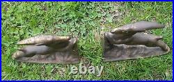 GAZELLE JUMPING antique art deco cast iron bookends by LITTCO