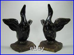 GEESE DUCK Art Deco Cast Iron Bookends Decorative Art Statues Figural Birds