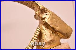 GOLD Metal Antelope Gazelle Ram Head Bookends ART DECO STYLE Modern Pair 9.75