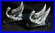 Gorgeous-CHROME-stylish-pAiR-Art-Deco-Swan-Bookends-dEsIgN-1930-Marble-base-01-bucl
