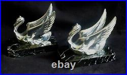 ° Gorgeous CHROME stylish pAiR Art Deco Swan Bookends dEsIgN 1930 Marble base