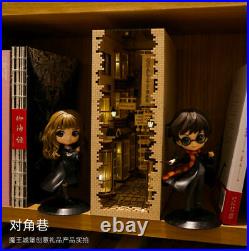 Harry Potter Wooden DIY Bookends Diagon Alley Bookshelf Model With Light Gift