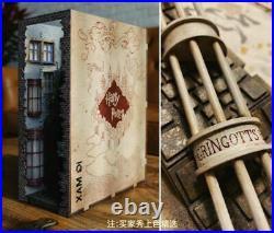 Harry Potter Wooden DIY Bookends Diagon Alley Bookshelf Model With Light Gift