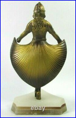 JB HIRSCH Fan Girl Dancer 1920s Art Deco Bookend Statue CHIPARUS Style Figurine