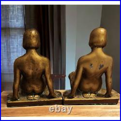 Janle Art Deco Spelter Cold-Painted Nude Bookends Style of Max Le Verrier RARE