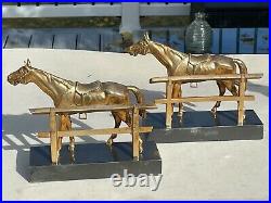 Jenning Brothers Gilt Silver Horse Equestrian Bookends Antique