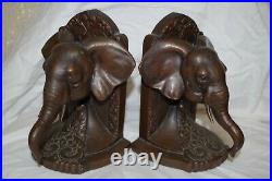 Jenning Brothers J. B. 1531 Bronze Copper Elephant Bookends Rare! Vintage