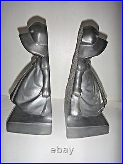 Kate Greenaway Art Deco Girl with Bonnet Bookends Nuart Creations 1930 book ends
