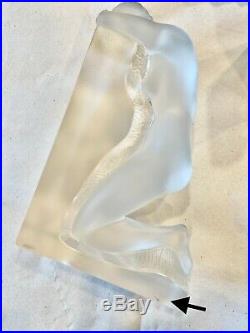 LALIQUE Reverie Nude Bookends Art Deco Frosted Clear & Crystal France 9h, 8lb