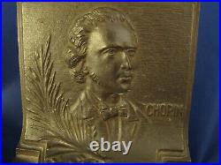 LISZT and CHOPIN antique set of BRADLEY & HUBBARD signed iron bookends B&H