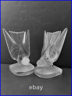Lalique Deux Hirondelles (two Swallows) Bookends Flawless