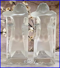 Lalique Reverie Bookends #11850 Mint French Crystal Signed Retail $4300