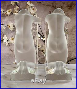 Lalique Reverie Bookends #11850 Mint French Crystal Signed Retail $4300