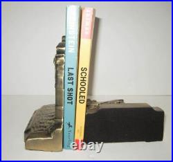 Lindbergh Airplane NX-211 bookends art deco antique brass and heavy, a pair USA