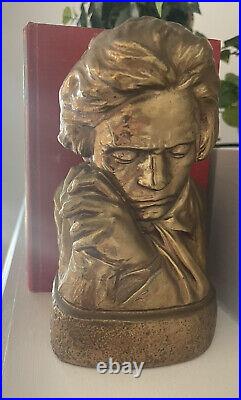 Ludwig von Beethoven Bust Pair of Bookends Marion Bronze Vintage