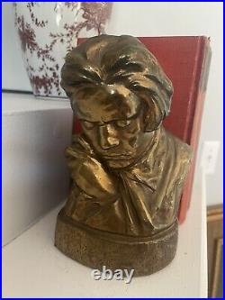 Ludwig von Beethoven Bust Pair of Bookends Marion Bronze Vintage
